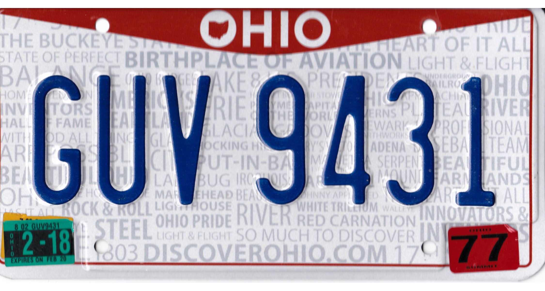 2018 Ohio License Plate Sticker